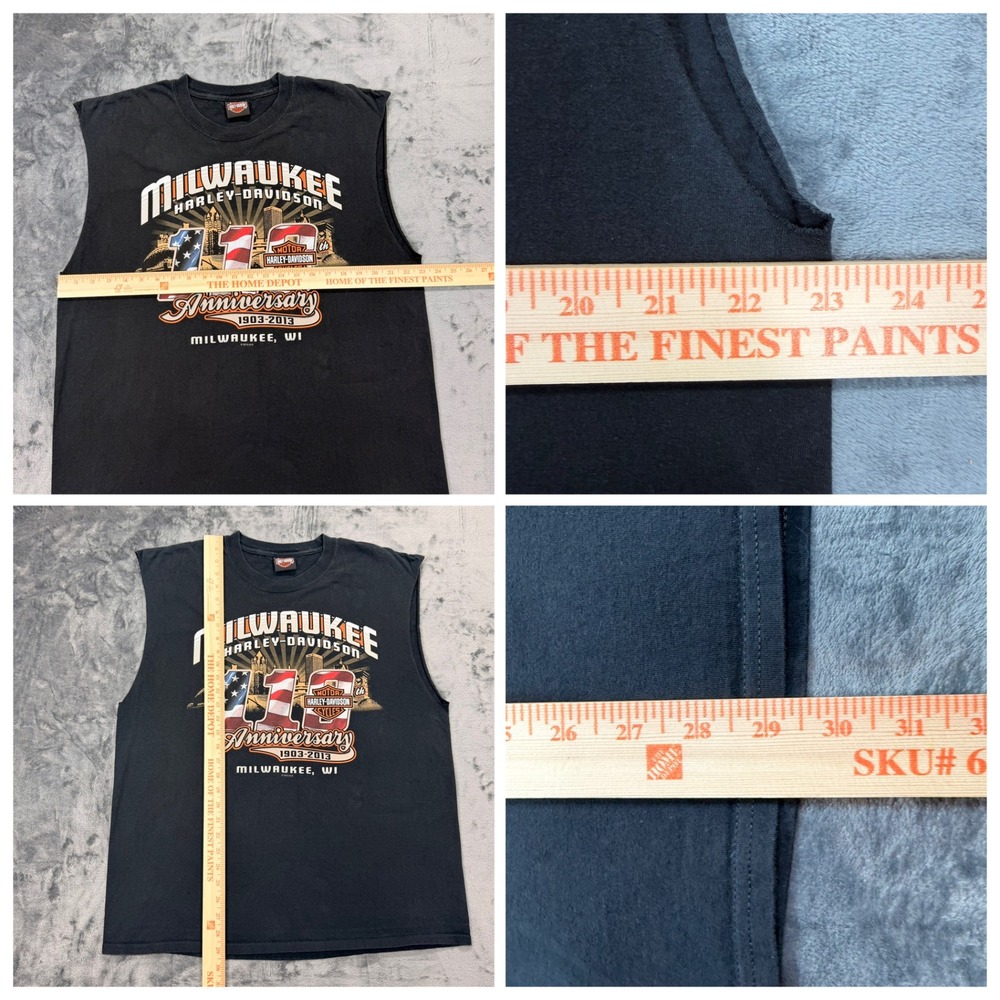 Harley 110th Anniversary Pinup Babe Sleeveless Shirt Mens XL Black Tee - Picture 6 of 9